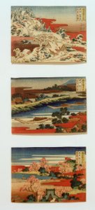 Sne, måne og blomster i smukke landskaber af Katsushika Hokusai