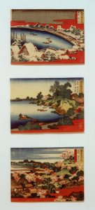 Sne, måne og blomster i smukke landskaber af Katsushika Hokusai