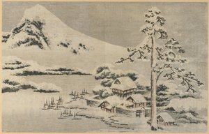 Seaside Village i sneen af Katsushika Hokusai