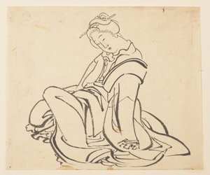 Siddende kvinde af Katsushika Hokusai