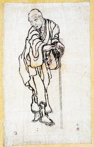 Selvportræt som en gammel mand, ca. 1840-49 (pen & blæk på papir) af Katsushika Hokusai