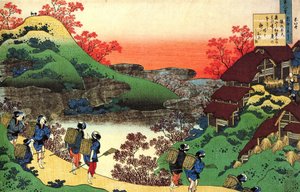 Serie på hundrede digte af hundrede digtere: ""Sarumaru Dayu"" Tryk af Katsushika Hokusai (1760-1849) (ukiyo-e skole) omkring 1830 State Hermitage Sankt Petersborg Rusland af Katsushika Hokusai