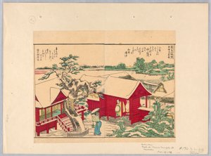 Shinto-tempel i Masashi af Katsushika Hokusai