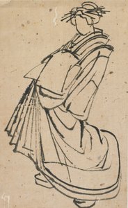 Skitse af en kurtisane, slutningen af det 18.-begyndelsen af det 19. århundrede. af Katsushika Hokusai