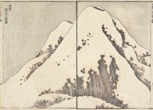 Sne på toppen af Tsukuba-bjerget i Hitachi-provinsen, 1817 af Katsushika Hokusai