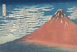 South Wind, Clear Sky Gaifu kaisei, også kendt som Red Fuji, fra serien Thirt..., ca. 1830-32. af Katsushika Hokusai