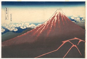 Storm ved foden af Fuji-bjerget (Sanka no haku u), fra serien »De 36 udsigter over Fuji-bjerget« (Fugaku sanjūrokkei) af Katsushika Hokusai