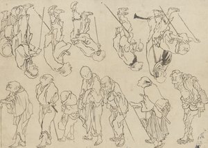 Studier af lamme pilgrimme, Edo-perioden (blæk på papir) af Katsushika Hokusai