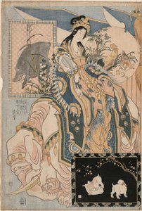 Tang Lady on a White Elephant, fra et sæt Reklame Giant Straw Works in a Fair Attraction af Katsushika Hokusai