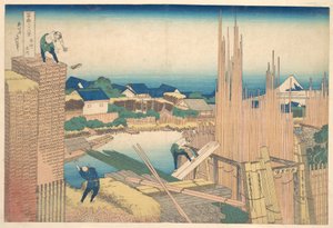 Tatekawa i Honjō (Honjō Tatekawa), fra serien »De 36 udsigter over Fuji« (Fugaku sanjūrokkei) af Katsushika Hokusai