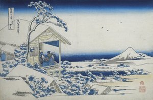 Tehus i Koishikawa, om morgenen efter snefald, ca. 1830 (træsnit) af Katsushika Hokusai