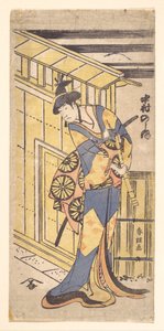 Skuespilleren Nakamura Noshio II i en kvindelig rolle, med en shakuhachi (bambusfløjte) i hånden af Katsushika Hokusai