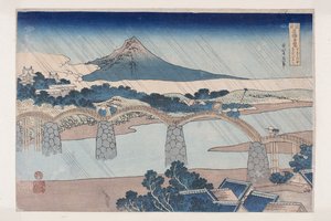 Er du ledsager? P Lovinse (Su? ingen Kuni Kintai Bridge) af Katsushika Hokusai