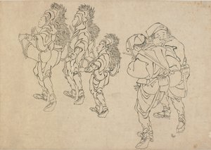 Løvedansen, slutningen af det 18.-begyndelsen af det 19. århundrede. af Katsushika Hokusai