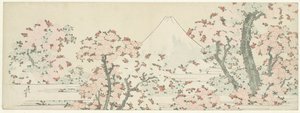 Mount Fuji med kirsebærtræer i blomst af Katsushika Hokusai