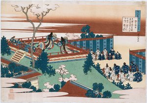 The Poem of Sojo Henjo", fra serien "The Hundred Poems as Told by the Nurse" af Katsushika Hokusai