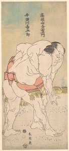 Sumo-bryderne Takaneyama Yoichiemon og Sendagawa Kichigorō af Katsushika Hokusai