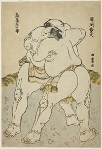 Tesumo Wresters Uzugaen Kandayu Draft d Kazuki Takasaki af Katsushika Hokusai