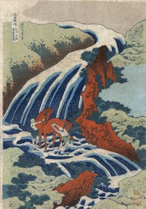Yoshitsune Horse-Washing Falls ved Yoshino, Izumi-provinsen af Katsushika Hokusai