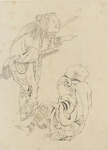 To jægere, Edo-periode (blæk på papir) af Katsushika Hokusai