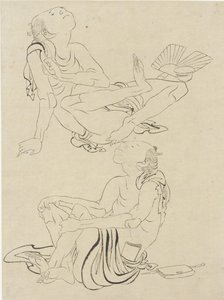To mænd slapper af om sommeren, Edo-perioden (blæk på papir) af Katsushika Hokusai