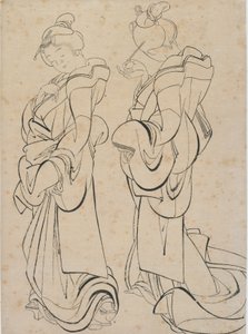 To kvinder, slutningen af det 18.-begyndelsen af det 19. århundrede. af Katsushika Hokusai