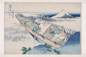 Ushibori i Hitachi-provinsen (Je?sh? Ushibori) (sort træbloktryk) af Katsushika Hokusai
