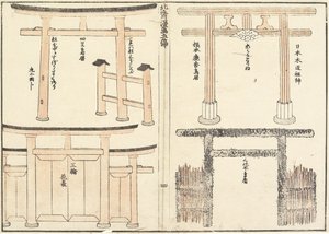 Forskellige typer af Torii-buer, 1816 af Katsushika Hokusai