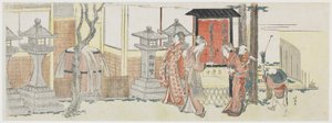 Besøger Oji Inari-helligdommen, 1801-05 (træbloktryk i farver) af Katsushika Hokusai