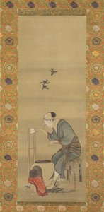 Kvinde spinder silke, dateret 1790. af Katsushika Hokusai