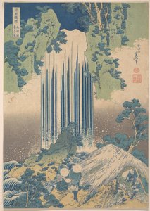 Yōrō-vandfaldet i Mino-provinsen (Mino no Yōrō no taki), fra serien »En rundrejse til vandfald i forskellige provinser« (Shokoku taki meguri) af Katsushika Hokusai