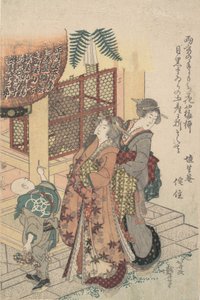 Unge damer hylder en helligdom, ca. 1814. af Katsushika Hokusai