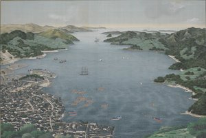 Nagasaki Havn, ca. 1800-50 (silkemaleri) af Kawahara Keiga