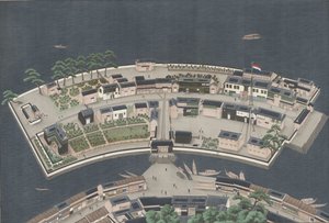Øen Deshima, ca. 1833-46 af Kawahara Keiga