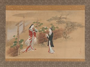 Aften ansigter Yugao-kapitlet fra The Tale of Genji Genji monogatari, 1700-tallet. af Kawamata Tsunemasa