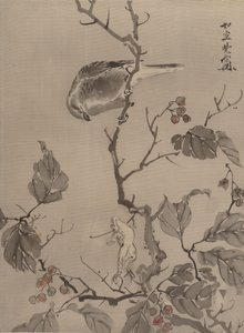 Bird and Frog, ca. 1887. dani af Kawanabe Kyosai