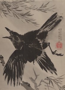 Krage- og piletræ, november 1887. af Kawanabe Kyosai