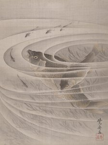 Fish in a Whirlpool, ca. 1887. af Kawanabe Kyosai