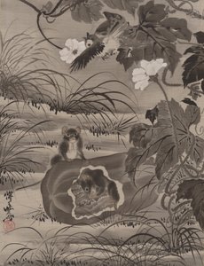 Mus i en melon, ca. 1887. af Kawanabe Kyosai