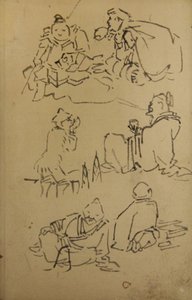Skitser af østasiatiske legendariske figurer, slutningen af det 19. århundrede. af Kawanabe Kyosai