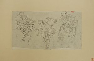 Tre Kyogen-dansere, slutningen af det 19. århundrede. af Kawanabe Kyosai