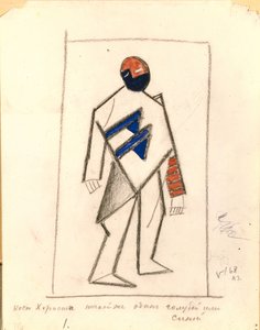 Korist. Kostumedesign til operaen Victory over the sun efter A. Kruchenykh, 1913 af Kazimir Severinovich Malevich