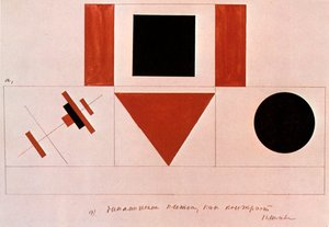 Design til højttalerstolen, 1919. af Kazimir Severinovich Malevich