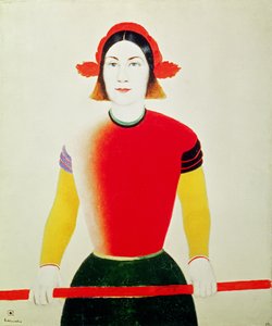 Pige med en stang (olie) af Kazimir Severinovich Malevich