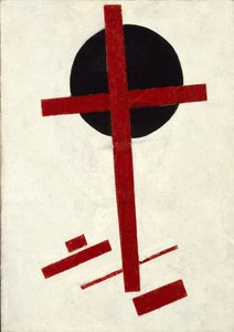 Mystic Suprematism (sort kors på rød oval) af Malevich, Kasimir Severinovich (1878-1935)