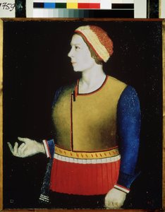 Portræt af Kunstnerens Hustru. Maleri af Kasimir Severinovich Malevich (Malevich, Malevic) (1878-1935), olie på lærred af Kazimir Severinovich Malevich
