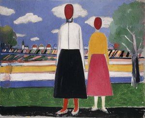 To figurer i et landskab, ca. 1931-32 af Kazimir Severinovich Malevich