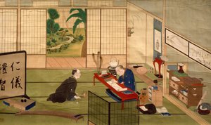 Studie af kalligraf, af Kawahara Keiga (1786-cirka 1860), akvarel, Japan, japansk civilisation, begyndelsen af 1800-tallet