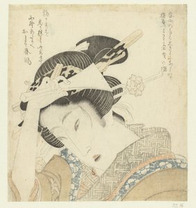 Geisha også plektrum af Keisai Eisen (attributed to)