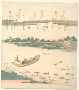 Færgebåd, der krydser Sumida-floden af Keisai Eisen